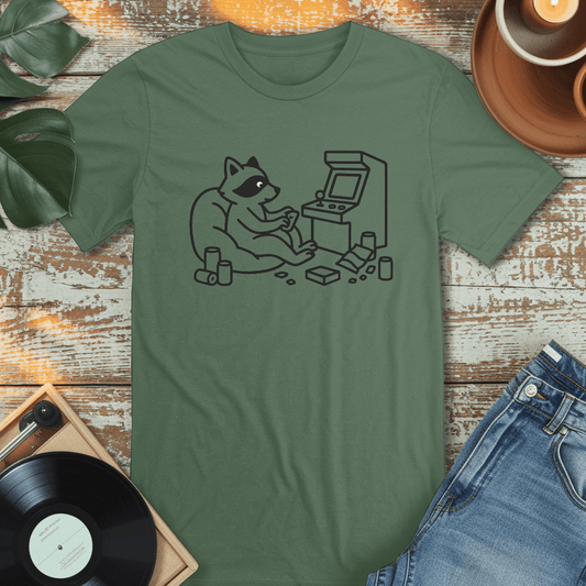 Arcade Raccoon and Snacks